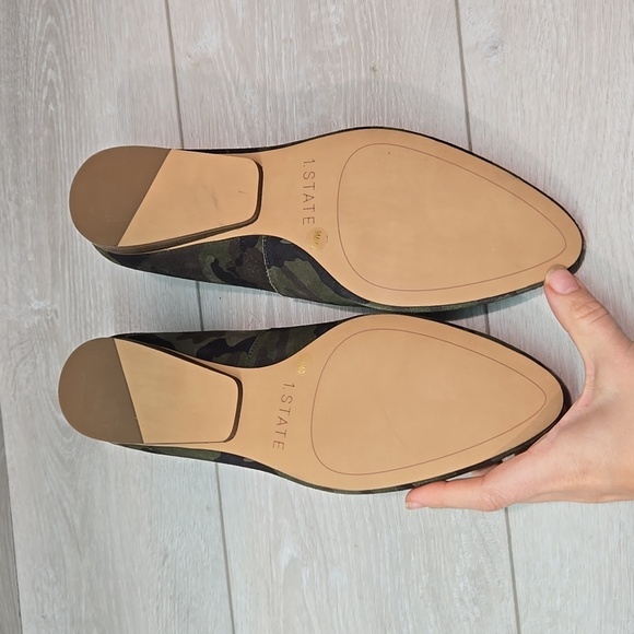 Anthropologie 1.state Women Bennie Leather camo Loafer Slip on shoes sz 9M - Picture 10 of 12